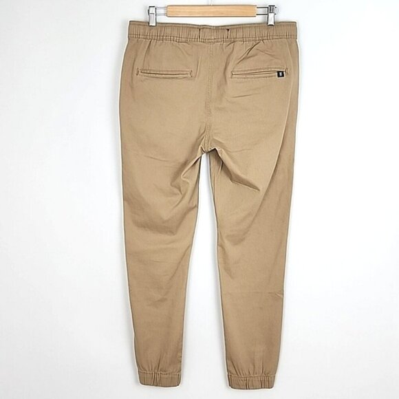 West49 Men's Twill Jogger Pant Tan Cotton Stretch Elastic Waistband Size Large - Picture 2 of 13